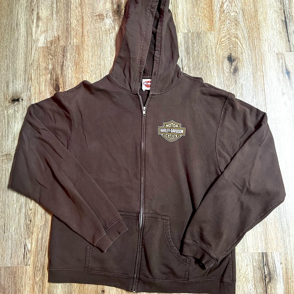 Harley Davidson Brown Hooded sweatshirt zip up XL